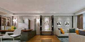 萬科大廈欣悅化妝品公司，白與黃的搭配，簡約、大氣！